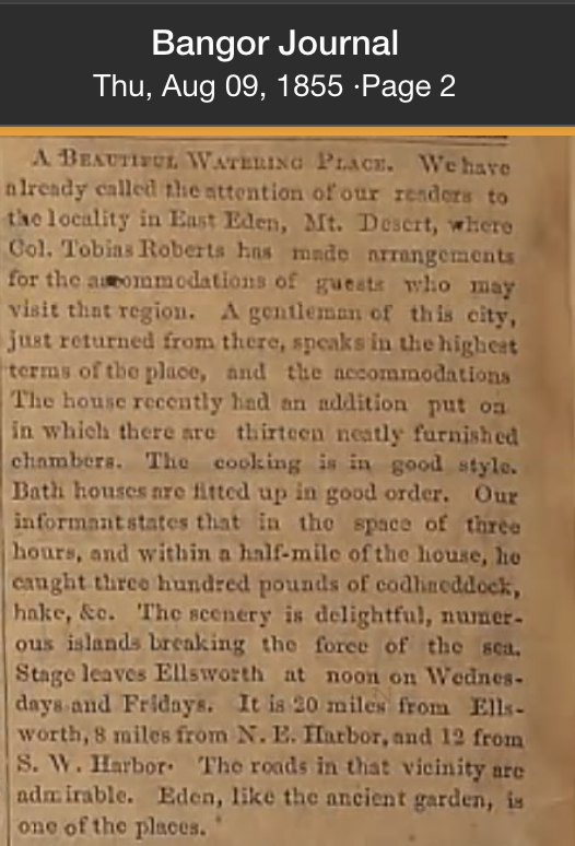 1855 Bangor Journal article about the Agamont House