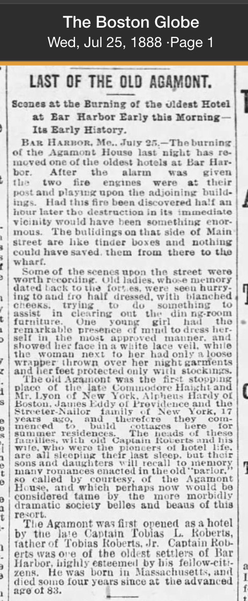 Boston Globe article on the burning of the Old Agamont House