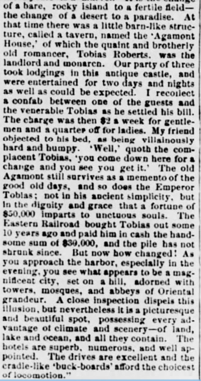 Newspaper reminiscence of Tobias Roberts and the Old Agamont